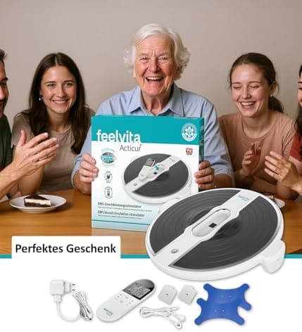 Feelvita Acticur EMS Durchblutung-Stimulator für Bein und Fuß ohne Kabel, Elektrisches EMS-Fußmassagegerät, Duo-Technolo