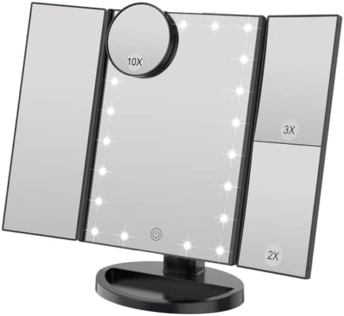 WEILY Schminkspiegel mit Beleuchtung - 3x/2x/1x Vergrößerung & 21 natürliche LED Lichter (Rosengold)  
Faltbarer WEILY M