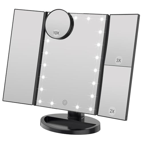 WEILY Schminkspiegel mit Beleuchtung - 3x/2x/1x Vergrößerung & 21 natürliche LED Lichter (Rosengold)  
Faltbarer WEILY M