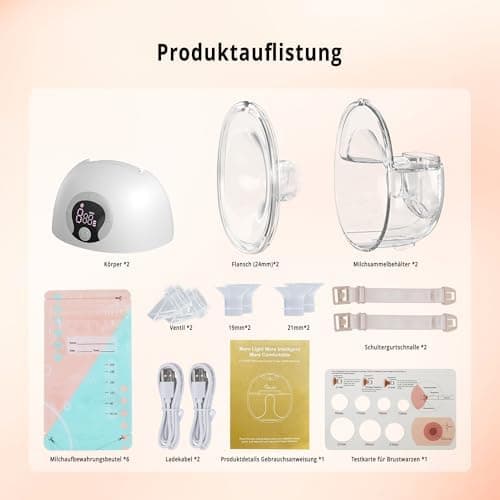Elektrische Milchpumpe Tragbar 19/21-mm-Flansch-white BPA-frei Langlebigkeit LED-Anzeige