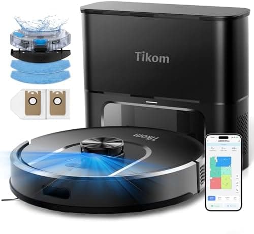 Tikom Saugroboter L8000 Plus, 6000Pa Absaugleistung für Teppich und Hartboden, ideal für Familien mit Haustieren, 90-Tag