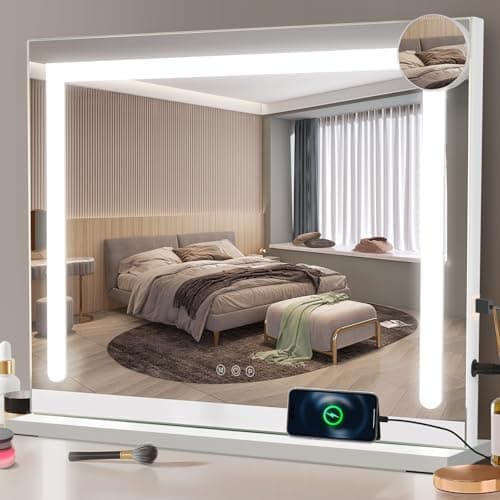 Hollywood-Spiegel mit Beleuchtung - Vanity Mirror 9 LED - 360° Drehung -Touch Dimmbar - Perfekter Schminkspiegel für den