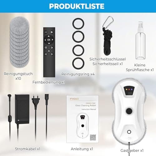Fensterputzroboter 5600 Pa | Automatische Doppel-Sprühfunktion | 3 Reinigungsmodi | Glas und Spiegel | Sicherheitssystem