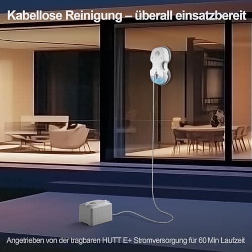 Hutt S7 Plus Fensterputzroboter Akku kabellos, 5500 Pa Saugkraft und 3D schwebendes Doppelpad, perfekt für Professionell