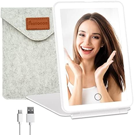 FUNTOUCH Kosmetikspiegel mit Beleuchtung (Wiederaufladbarer, 3 Farblichter, Dimmbarer Touchscreen)
