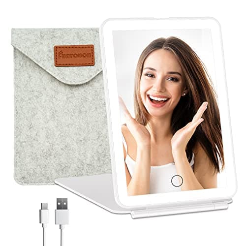 FUNTOUCH Kosmetikspiegel mit Beleuchtung (Wiederaufladbarer, 3 Farblichter, Dimmbarer Touchscreen)