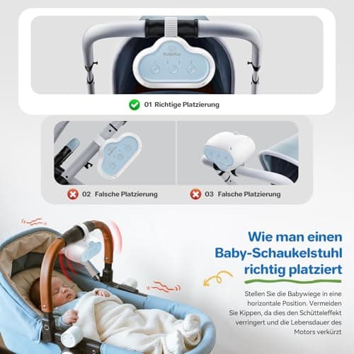 Robofun Kinderwagenschaukler, Einschlafhilfe für Baby, USB-C Wiederaufladbar