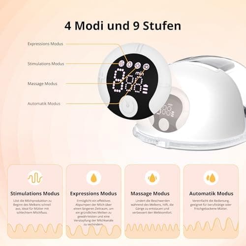 Elektrische Milchpumpe Tragbar 19/21-mm-Flansch-white BPA-frei Langlebigkeit LED-Anzeige