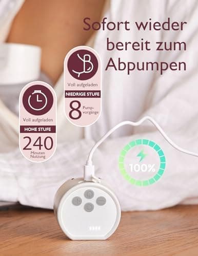 Momcozy Hands-Free Milchpumpe S12 Pro, elektrisch tragbar, 3 Modi, 24 mm, Weiß