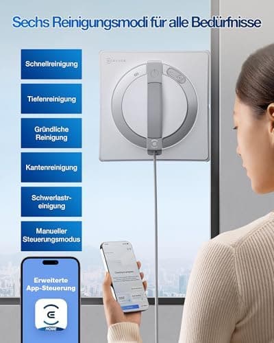 ECOVACS WINBOT W2 PRO Fensterputzroboter, Win-SLAM |0 Pfadplanung, Kanten-Erkennung, 10-Stufen-Schutzsystem, Weiß