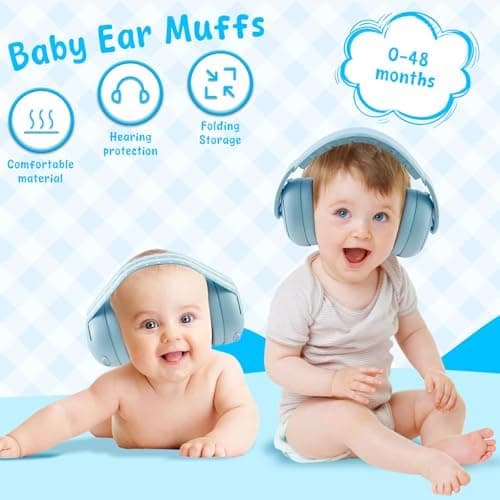 2-in-1 Neugeborene Ohrenschützer für Sicherheit und Komfort, Baby Gehörschutz Ohrenschützer mit Lärmschutz & Verstellbar