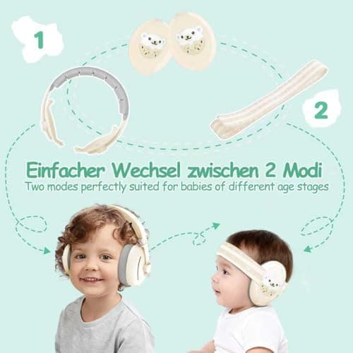 Sunshine Smile Baby Gehörschutz 0-4 Jahre + Gehörschutz für Kinder + Unisex Graublottnasenmuster + Geräuschunterdrückung
