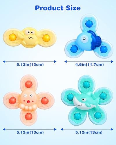 Saugnapf Spinner Spielzeug für Baby - 4 Stück Sensorik Spielzeug - Weihnachten Geburtstag Geschenke für Kleinkinder