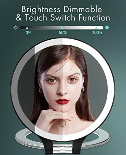 FASCINATE 10X/1X Doppelseitig Vergrößerungsspiegel mit Beleuchtung für Makeup-Enthusiastinnen bei der Zuhause-Vorbereitu