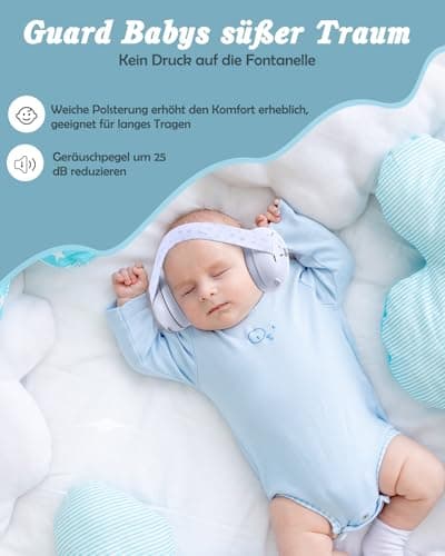 Lictin Gehörschutz für Babys - 2-in-1 Kopfhörer mit Lärmschutz 25dB - Grau Stern
