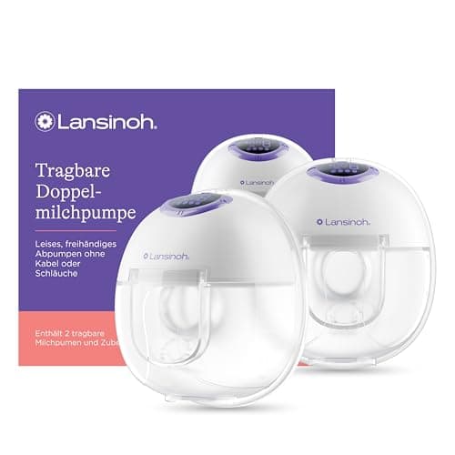 Lansinoh tragbare elektrische Doppelmilchpumpe – wiederaufladbarer Akku & handsfree & leise abpumpen ohne Kabel & Schläu