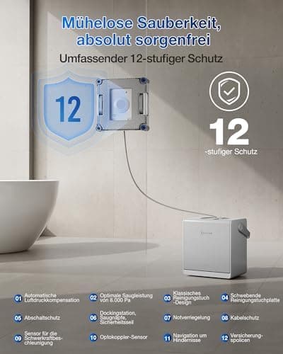 ECOVACS WINBOT W2S Omni Fensterputzroboter für Intelligente Reinigung mit TruEdge™, automatisches Aufladen, DREI Wasserd