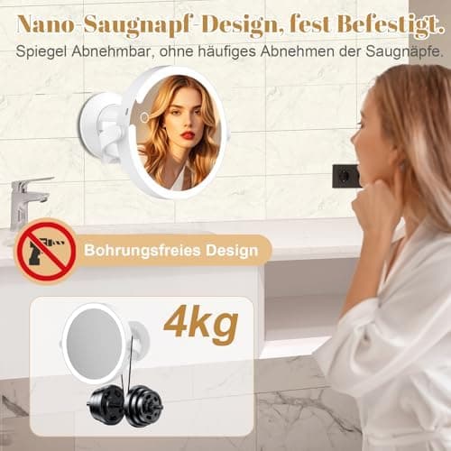 Robofun Kosmetikspiegel 10-fache Vergrößerung mit Beleuchtung für professionelle Make-up-Anwendungen
| Robofun Dimmbare