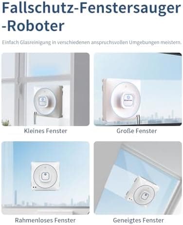 Fensterreiniger Robobot 8000Pa Saugkraft 15-fach Anti-Absturz System 4 Reinigungsmodi Auto-SprühtechnikIdeal für Fenster