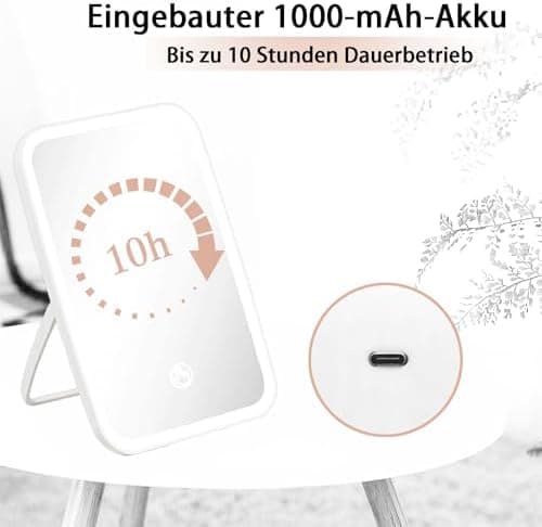 Kosmetikspiegel mit Beleuchtung Wiederaufladbarer 3 Farblichter für Zuhause und Reise
