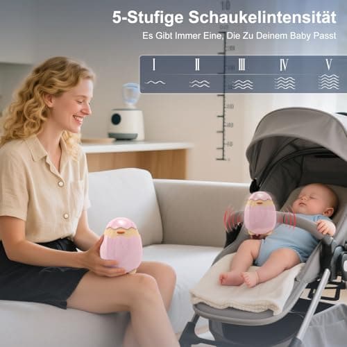 Robofun Kinderwagenschaukler - Elektrisch USB-C Aufladbar, 5 Einstellbare Schaukelintensitäten, Portabel für Babys
