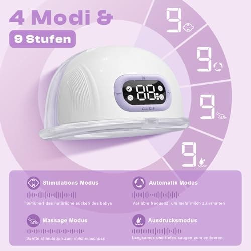 Seseno Elektrische Doppelmilchpumpe, Freihändig, 19/21mm Flansche, LED-Anzeige, Weiß