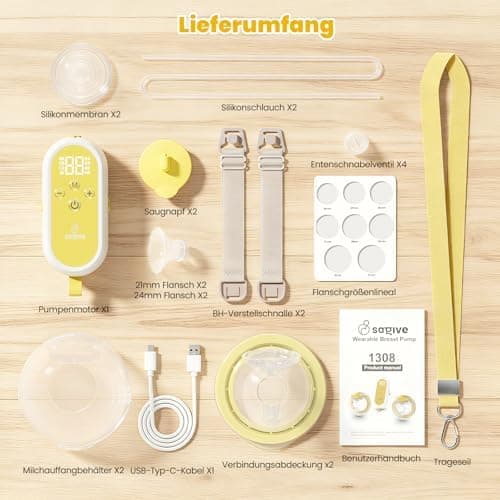 Elektrische Milchpumpe Freihändig -Comfortable 21/24mm Flansch 300mmHg Starke Saugleistung für Mam Ausgehen