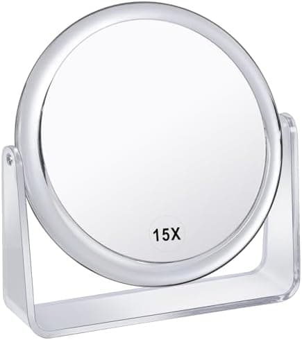 15X/1X Vergrößerung Kosmetikspiegel Doppelseitig für Schminken und Gesichtspflege
| 360° Drehbar Doppelseitiger 15X/1X