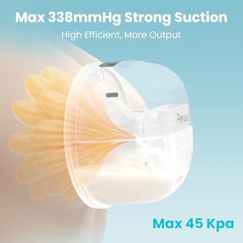 Paruu P10 Milchpumpe Elektrisch Freihändig - starke Saugleistung 338mmHg, 4 Modi und Smart-Display, 19/21/24/28mm Flansc