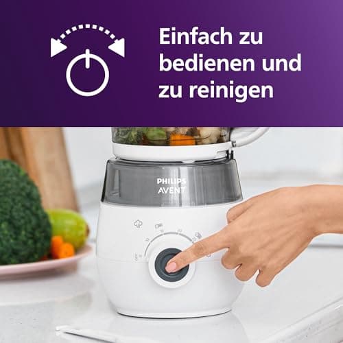 AVENT 4-in-1 Dampfgarer mit Mixer Premium für Babynahrung, Dampfgaren, Pürieren, Auftauen und Aufwärmen, spülmaschinenfe
