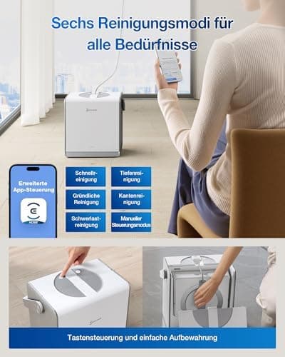 EcoVacs WinBot W2 Pro Fensterputzroboter Weiß +6-in-1 Multifunktionsstation +Aufladen im Betrieb +3-Düsen-Sprüheskopf +W