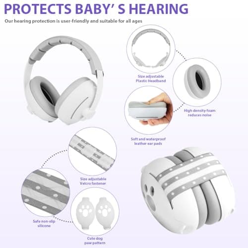 2 in 1 Gehörschutz Kopfhörer für Baby und Lärmschutz, Ohrenschützer für Neugeborene Noise Cancelling mit gepolstertem un