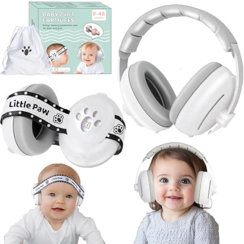 2-in-1 Gehörschutz für Babys & Kleinkinder - Lärmschutz-Kopfhörer mitANTI-SLIP-Kopfband & Verständnisverbesserter Sprach