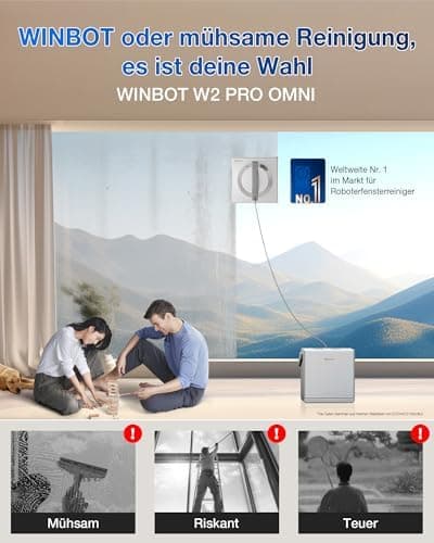 EcoVacs WinBot W2 Pro Fensterputzroboter Weiß +6-in-1 Multifunktionsstation +Aufladen im Betrieb +3-Düsen-Sprüheskopf +W