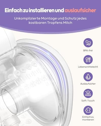 Nuliie Elektrische Milchpumpe Elektrisch tragbar Freihändig 12 Stufen 5 Saugmodi Weiß