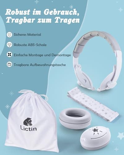 Lictin Gehörschutz für Babys - 2-in-1 Kopfhörer mit Lärmschutz 25dB - Grau Stern