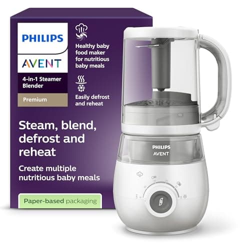 AVENT 4-in-1 Dampfgarer mit Mixer Premium für Babynahrung, Dampfgaren, Pürieren, Auftauen und Aufwärmen, spülmaschinenfe
