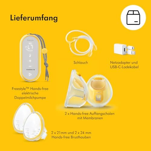 Medela Freestyle Hands-free Elektrische Doppel-Milchpumpe - Verbindbar mit der Medela Family App - Tragbares und diskret
