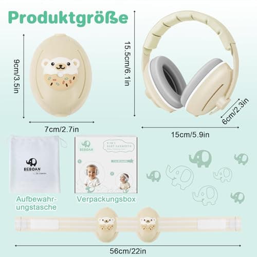 BEBOAN 2 in 1 Baby Gehörschutz - Sicher und komfortabel für Kleinkinder bei Lern und Schlaf
| BEBOAN Baby Kopfhörer mit