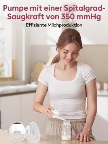 Lulia Elektrische Milchpumpe Handsfree 4 Modi 350mmHg Starke Absaugung (2Packs)