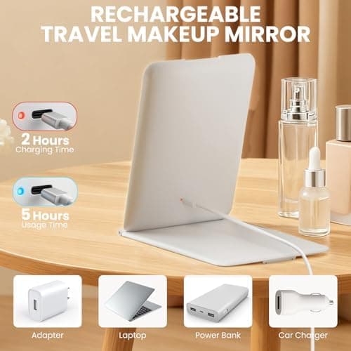 Kosmetikspiegel mit Beleuchtung 72 LED Dimmbar 3 Farbensuitcase-Friendly 1500mAh USB Aufladbar für Schminktisch und Reis