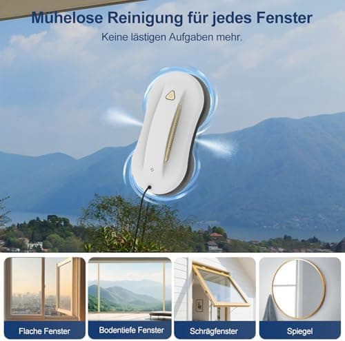 Elektrischer Fensterputzer mit Doppelsprühfunktion - Automatischer Fensterreiniger Roboter für Innen- & Außenfenster, Fe