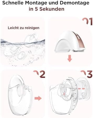 Elektrische Milchpumpe Freihändig - Mehr Privatsphäre durch Auslaufsicheres Upgrade, 3 Modi und 12 Stufen, 19mm Flansch,
