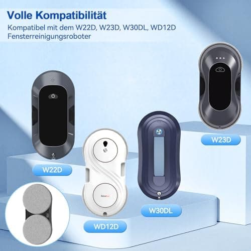 Robofun 12 Stück Kreisrunde Wiederverwendbar Reinigungstücher für Fensterputzroboter WD12D, W23D, W30DL, W22D und Andere