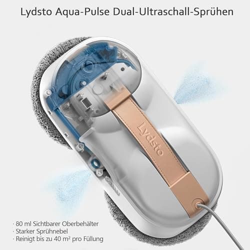 Lydsto WL09 Fensterputzroboter Automatische Doppel-Sprühfunktion 6000Pa Elektrischer Fensterreiniger 80ML Tank Koffer-Ve