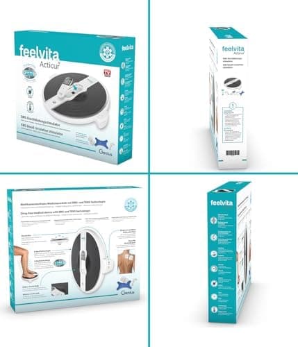 Feelvita Acticur EMS Durchblutung-Stimulator für Bein und Fuß ohne Kabel, Elektrisches EMS-Fußmassagegerät, Duo-Technolo