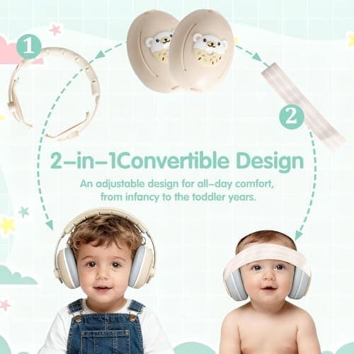 2-in-1 Gehörschutz Baby Kopfhörer mit Lärmschutz für Babys 0-48 Monate
| Lärmschutz Kopfhörer Kinder ideal für Schlafen