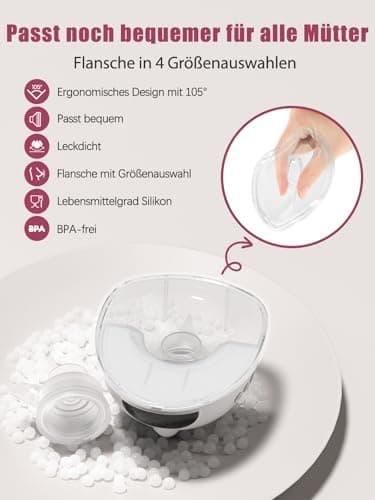 Lulia Elektrische Milchpumpe Handsfree 4 Modi 350mmHg Starke Absaugung (2Packs)