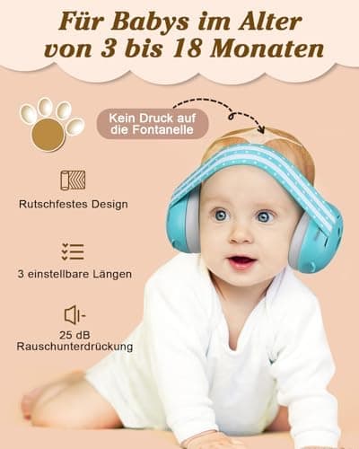 2 in 1 Baby Kopfhörer Lärmschutz für Baby Gehörschutz
| Baby Kopfhörer Lärmschutz 25dB - perfekt für Baby Gebrauch
| Ge
