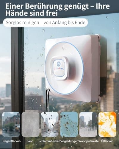 Fensterreiniger Robobot 8000Pa Saugkraft 15-fach Anti-Absturz System 4 Reinigungsmodi Auto-SprühtechnikIdeal für Fenster
